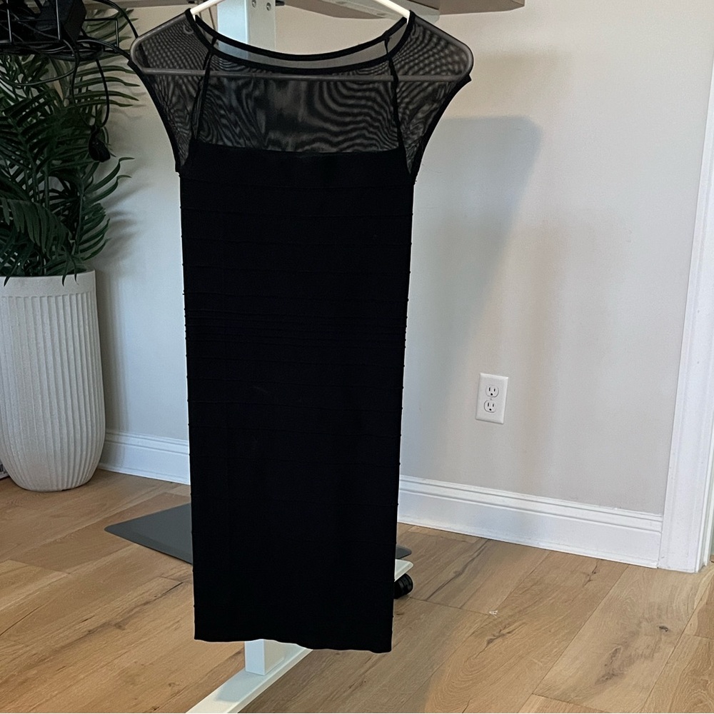 bebe Black Sheer Panel Dress